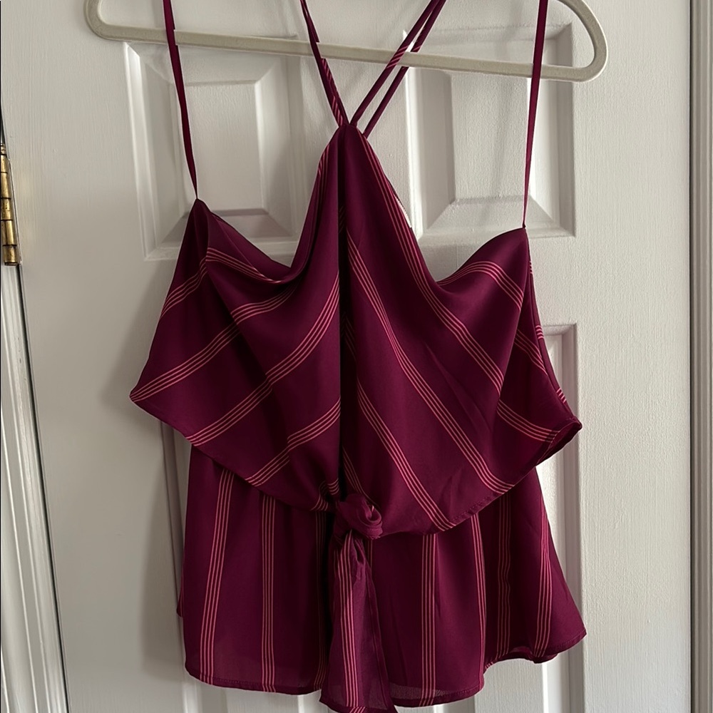 Elegant Burgundy Striped Women's Top